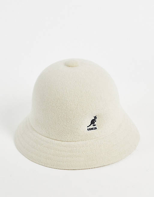 Kangol - Cappello da pescatore casual in lana bianca
