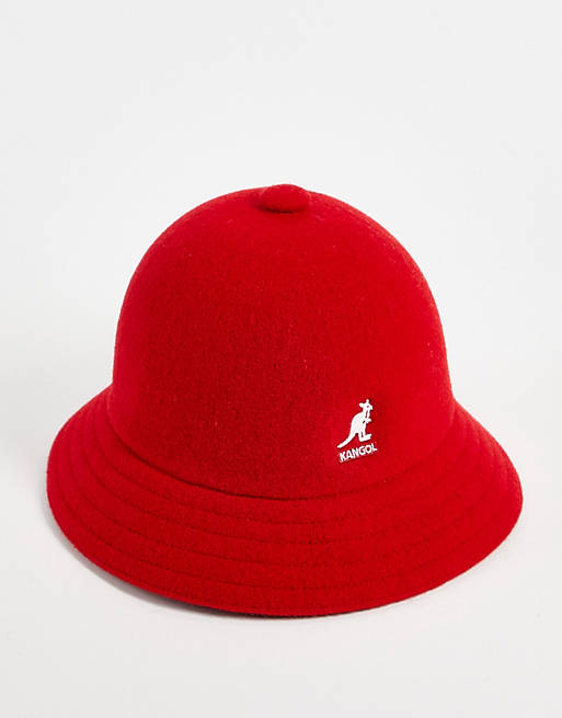 Kangol - Cappello da pescatore casual in lana rossa