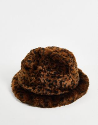 Kangol faux fur casual bucket hat in leopard - ASOS Price Checker