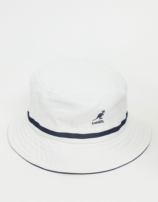 Kangol stripe bucket hat in white