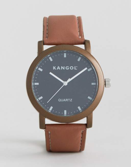 Kangol Tan Watch with Round Black Dial