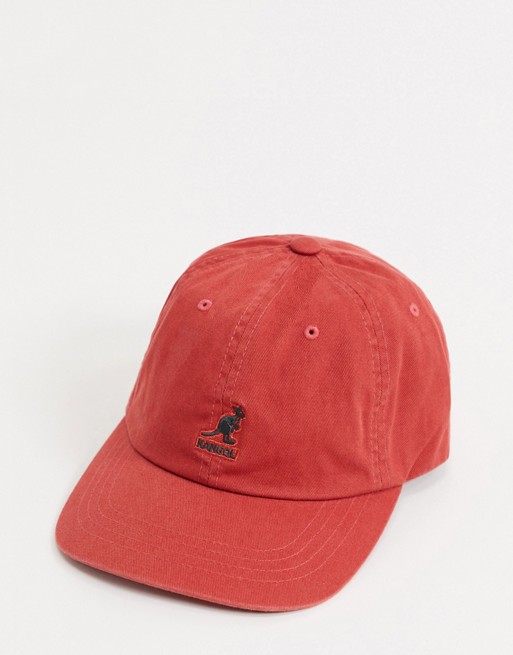 Kangol washed baseball cap in red