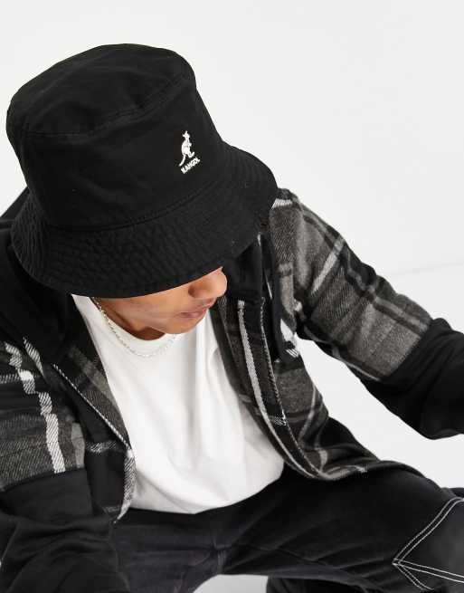 Kangol washed bucket sales hat black