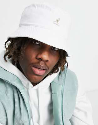 Kangol Kangol washed bucket hat in white