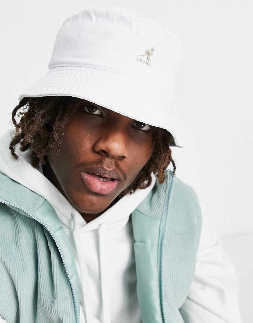 Kangol washed bucket hat in white