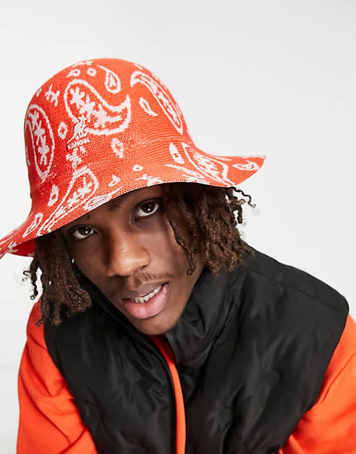 Kangol Wide Brim Casual paisley bucket hat in red | ASOS