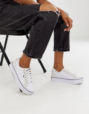 Kanvas-sneakers med platform fra Tommy Jeans-Hvid