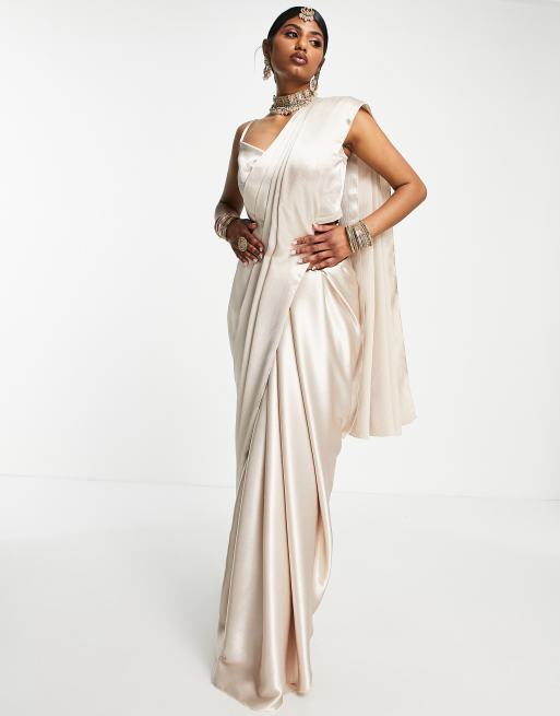 Kanya London Bridesmaid saree co ord set in champagne ASOS