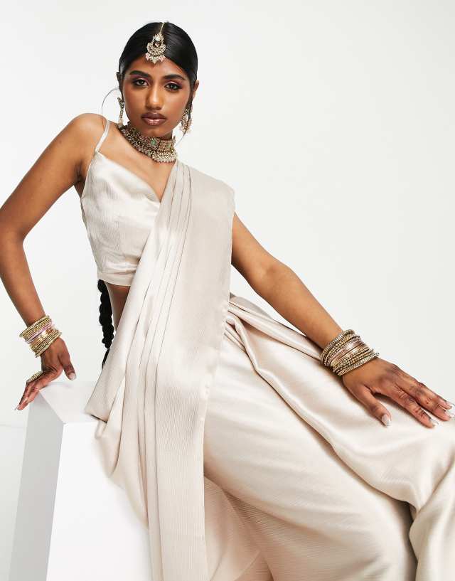 Kanya London Bridesmaid saree set in champagne - part of a set