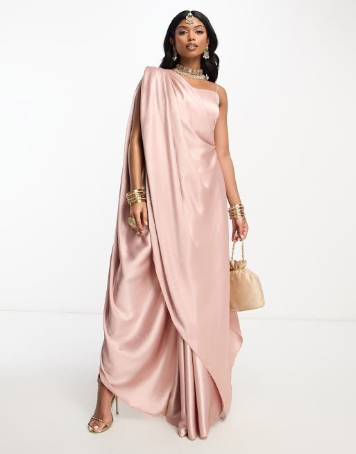 Kanya London Bridesmaid saree set in rose (part of a set)