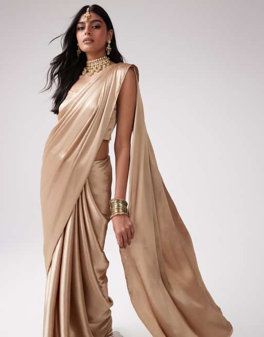 Kanya London - Bruidsmeisjes - Sari in goud, deel van co-ord set