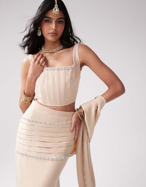 Kanya London jewel trimmed corset top in gold (part of a set) - view 1