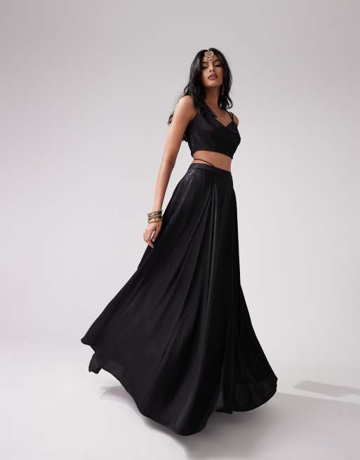 Kanya London - Jupe d'ensemble ample style lehenga plissée et évasée - Noir