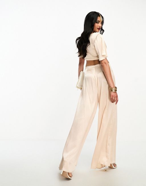 Pleated Wide Leg Pants in Champagne - Milk - Clothing Shop