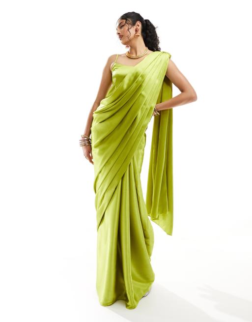 Kanya London saree co-ord set in lime | ASOS