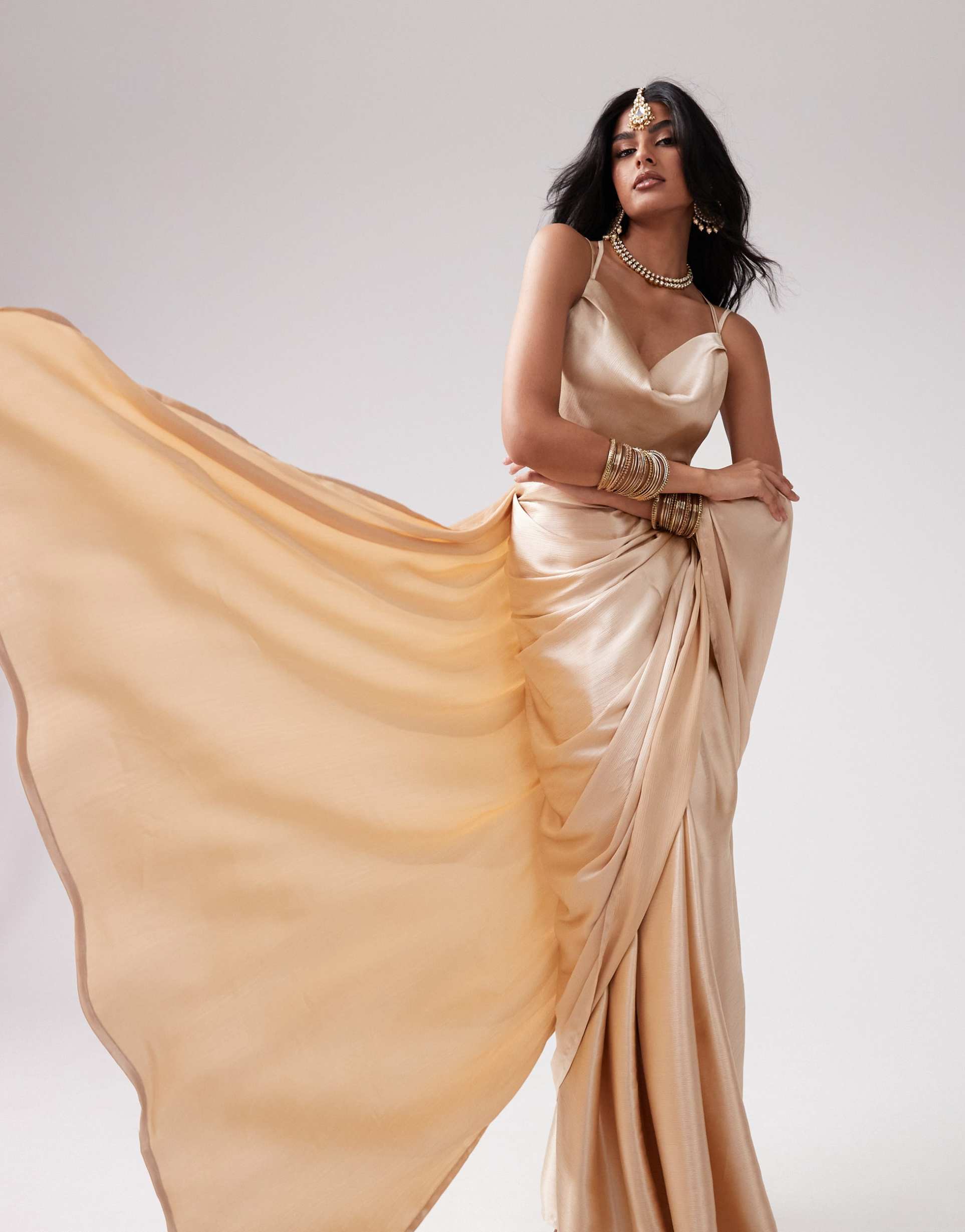 kanya london saree in champagne - part of a set