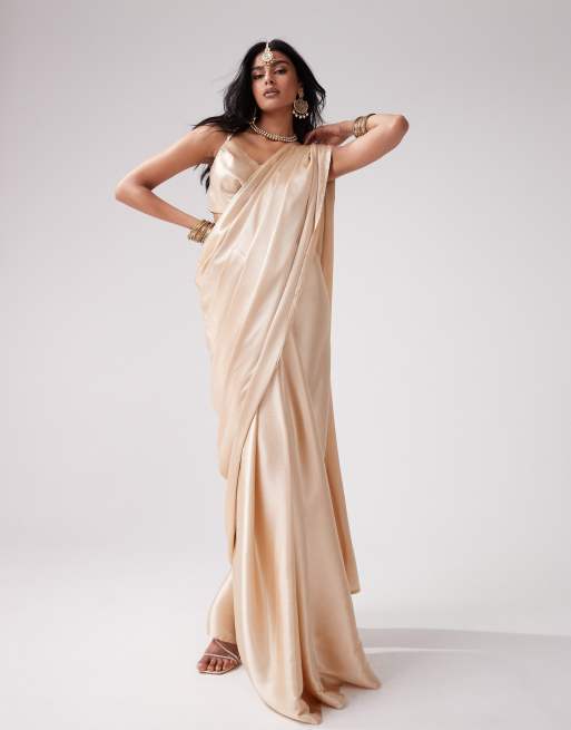 Kanya London - Sari color champagne in coordinato , 2 di 5