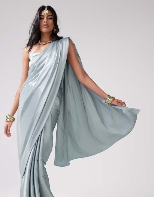 Kanya London – Sari-Set in Nebelblau, Kombiteil , 3 von 6