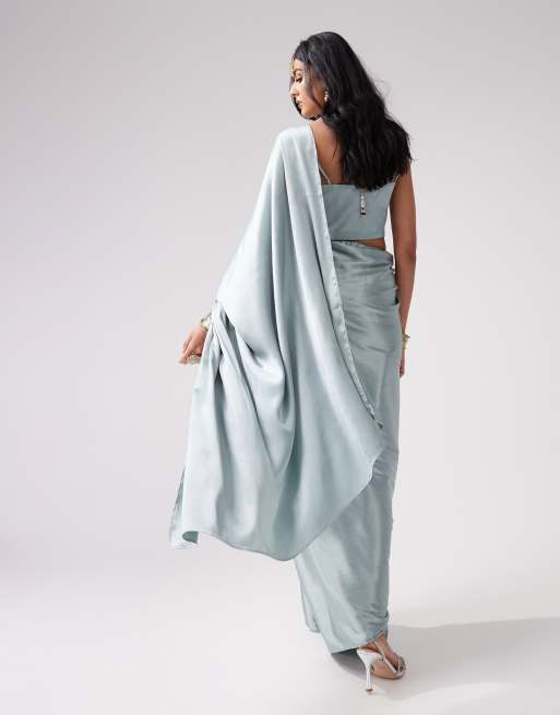 Kanya London – Sari-Set in Nebelblau, Kombiteil , 5 von 6