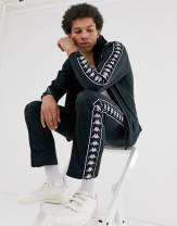 Kappa tracksuit with logo taping in black | ASOS