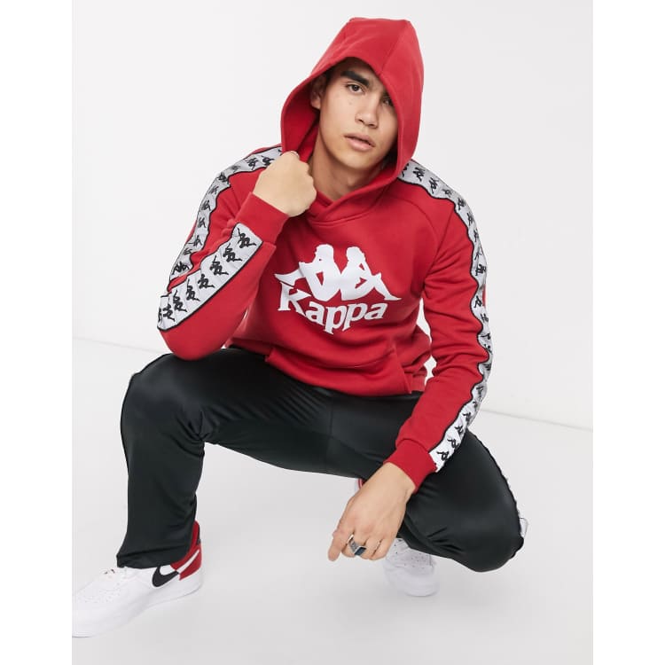 Kappa 222 Banda Deniss reflective hooded sweater in red ASOS