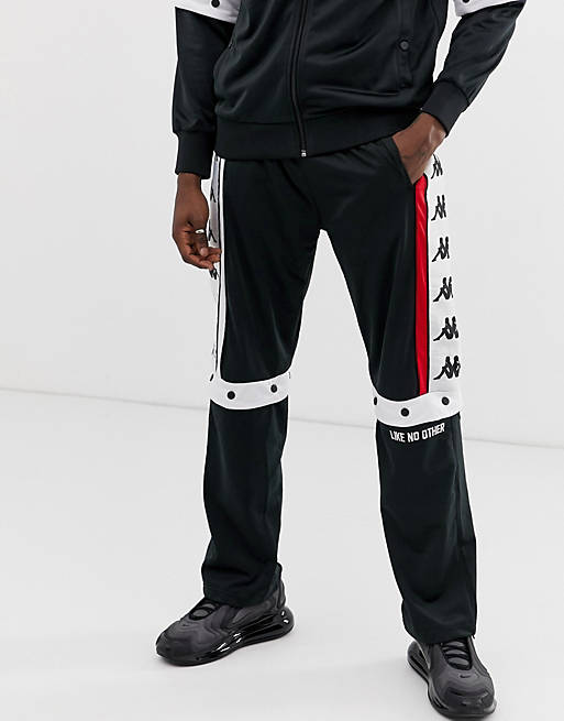 Kappa Authentic Baltas jogger with poppers and large logo taping in ...