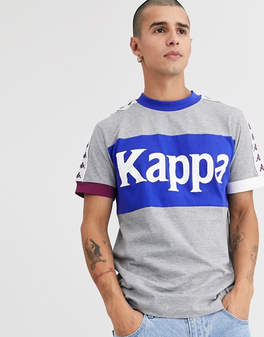 Kappa Authentic Bertux large logo panel t-shirt in grey