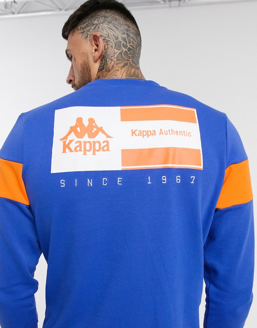Kappa – Authentic – Blå sweatshirt med LA Cemars-tryck baktill