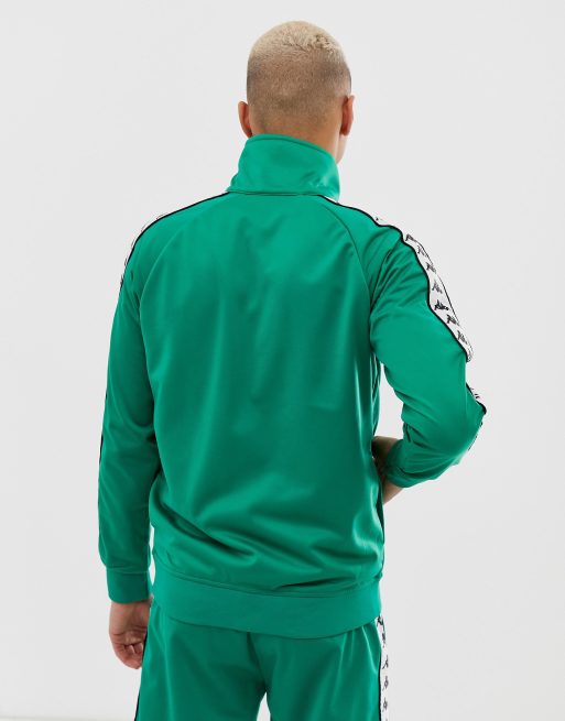 Kappa Banda Anniston track jacket with sleeve taping in green