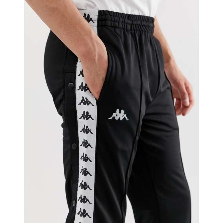 Kappa Track Pants W/ Snap Button Side Bands in Black for Men