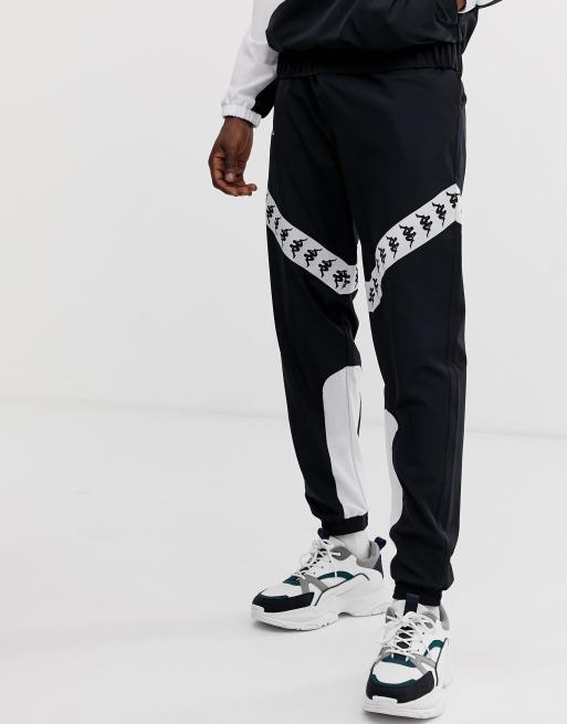 Kappa Banda Balmar jogger with diagonal taping in black | ASOS