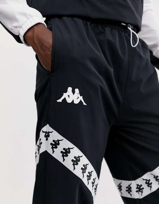 Kappa Banda Balmar jogger with diagonal taping in black