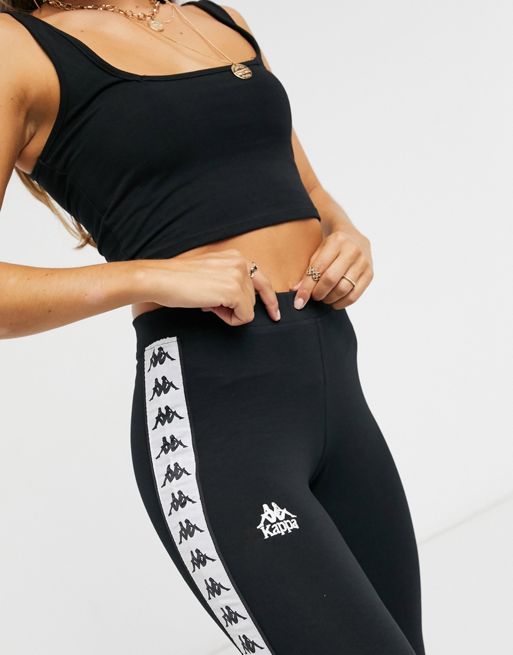 Kappa basic logo side tape leggings in black