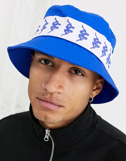 Kappa Bzahlab Authentic bucket hat with logo taping in blue