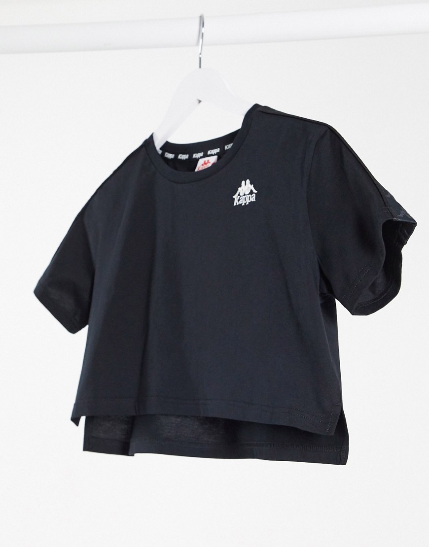 KAPPA CROPPED LOGO TOP WITH TAPING-BLACK,303WGQ0-A0M