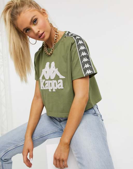 Kappa cropped tee in khaki ASOS