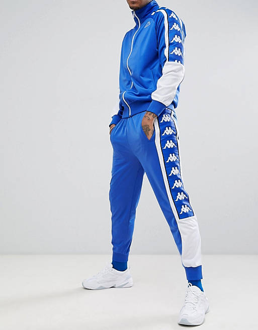 Poderoso otro Trágico Kappa track suit with large logo taping in blue | ASOS