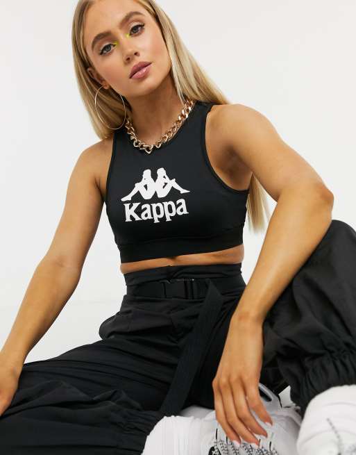 Kappa logo crop top in black