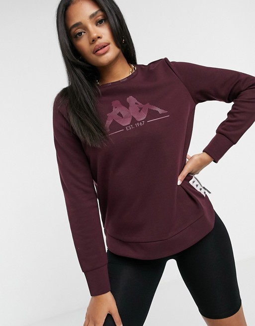 Kappa logo front sweater in burgundy
