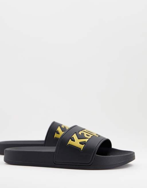 Kappa logo slides in black and gold ASOS