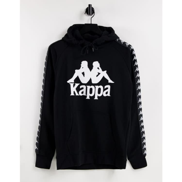 Kappa overhead hoodie with logo taping in black, ASOS