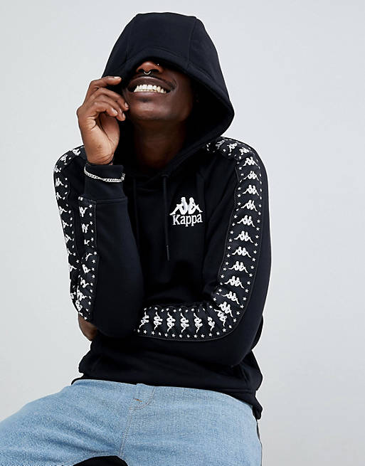 Kappa overhead hoodie with logo taping in black | ASOS