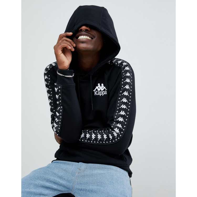 Kappa overhead hoodie with logo taping in black