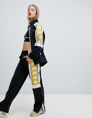 kappa tracksuit black and gold