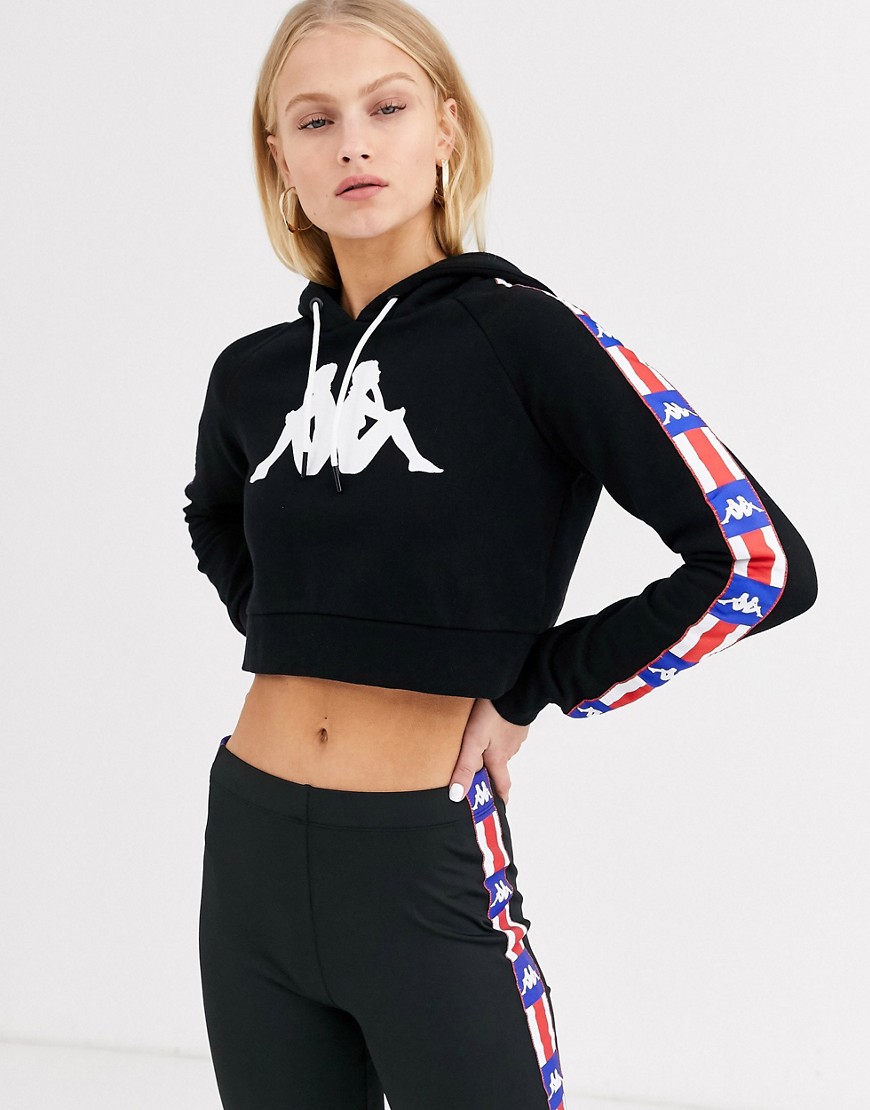 Kappa Relaxed Hoodie With Usa Stripe Taping Two-piece-black | ModeSens