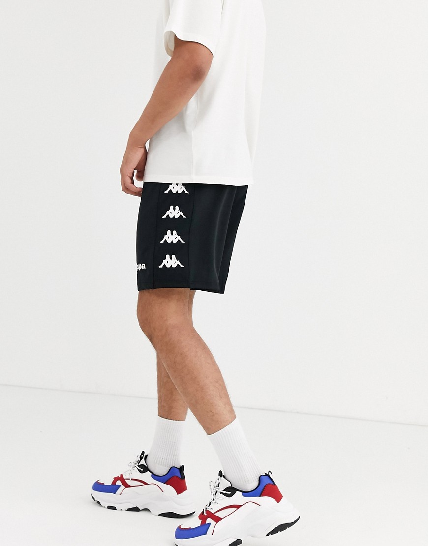 Kappa - Shorts med snøre med løbesnor og logo på siden-Sort