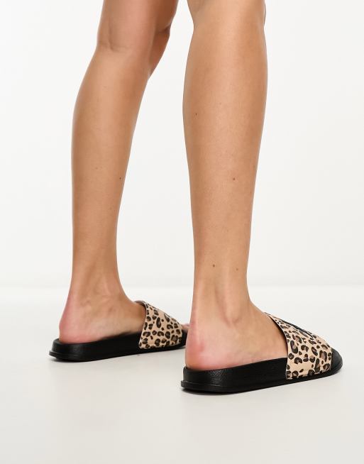 Leopard print sliders store topshop