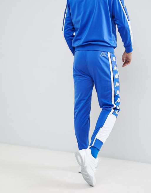 Kappa sweatpants with large logo taping in blue