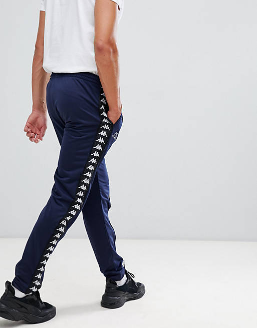 Kappa sweatpants with logo taping in navy | ASOS