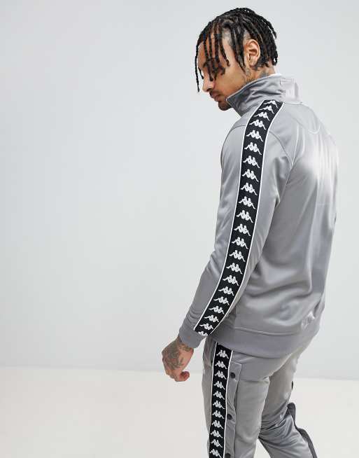 Kappa Track Jacket With Sleeve Taping In Gray